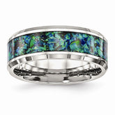 Sophia Jewelers Stainless Steel Men's Ring with Blue Opal Elegance